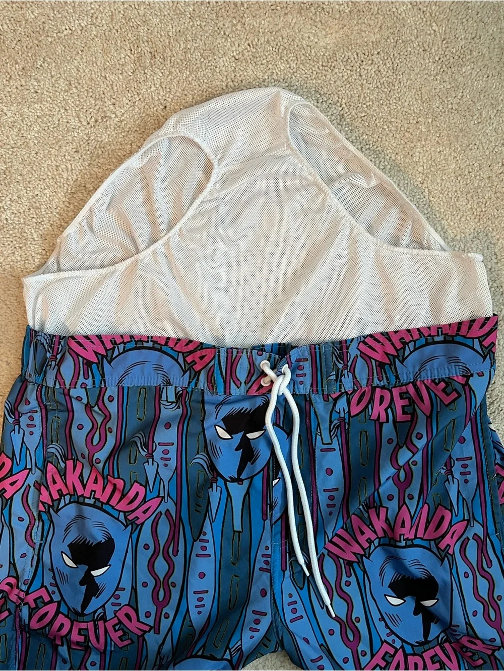 Marvel Black Panther Wakanda Forever Men's Blue Graphic Swim Shorts